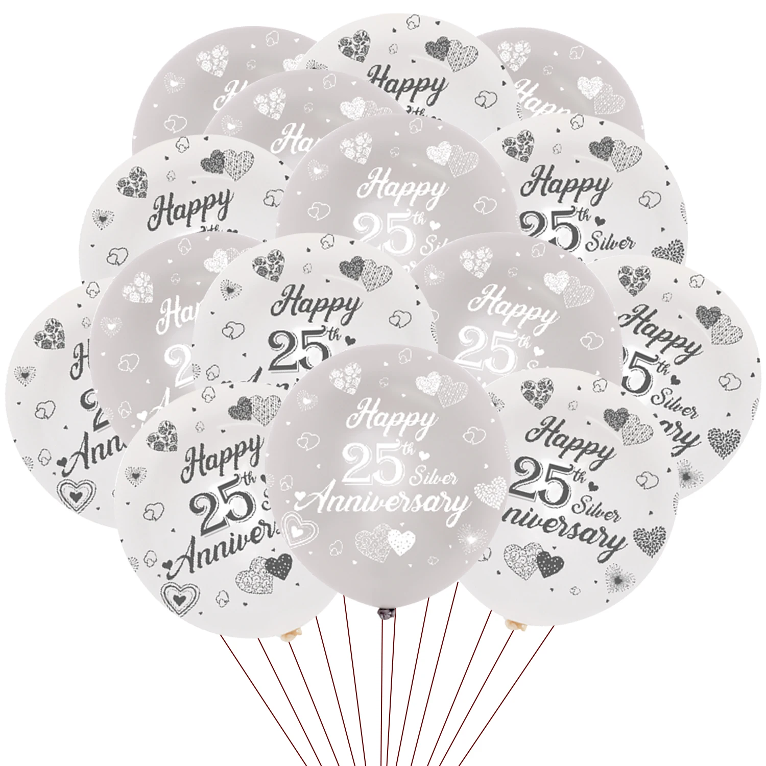 

25th Anniversary Decorations 20pcs Happy 25th Silver Anniversary White Latex Balloons for 25th Wedding Anniversary Party Decor