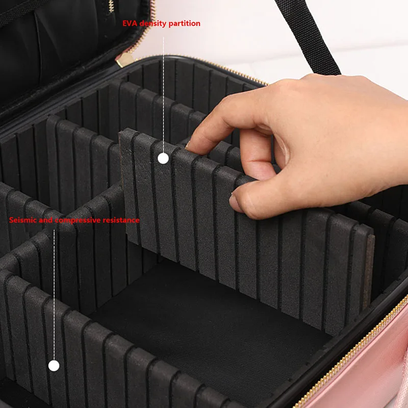 Nuova Borsa per il Trucco da Viaggio per Donne, Impermeabile, per Pennelli e Accessori di Bellezza, Custodia per Cosmetici Professionale con Ricami - immagine 5