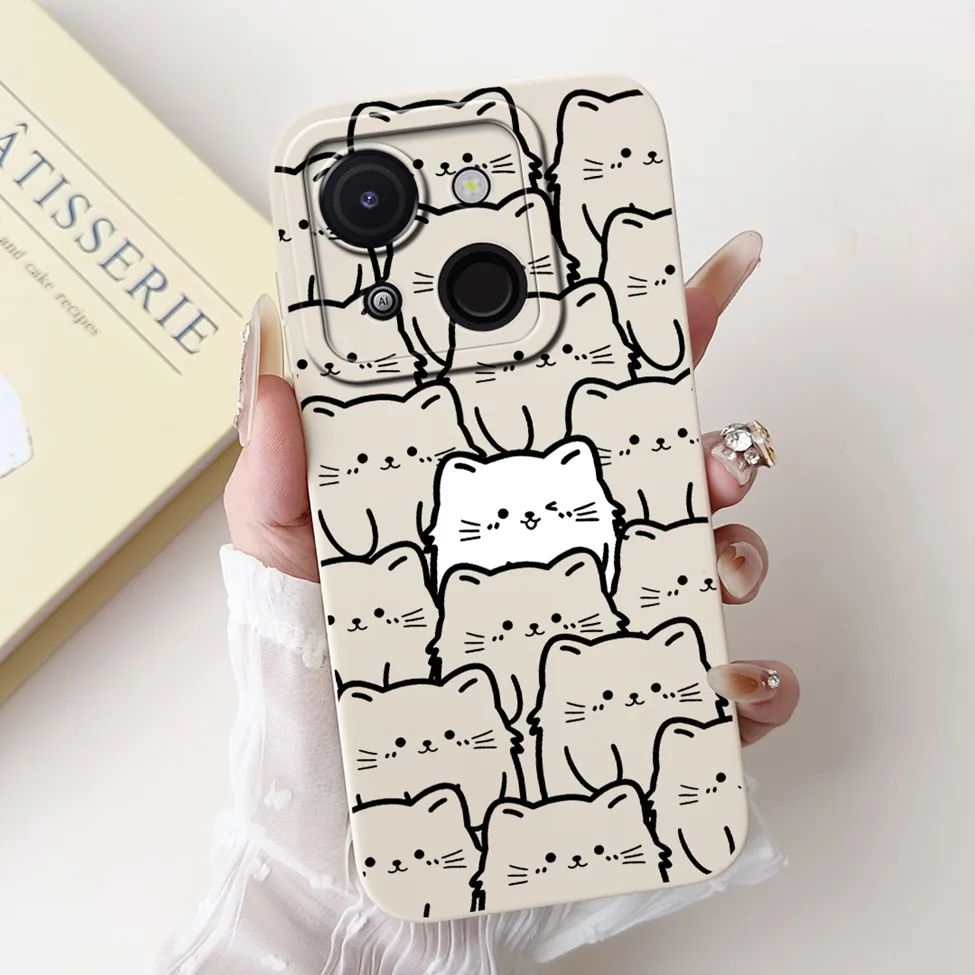 Cute Cat & Floral Silicone Phone Case - Stylish Protective Bumper