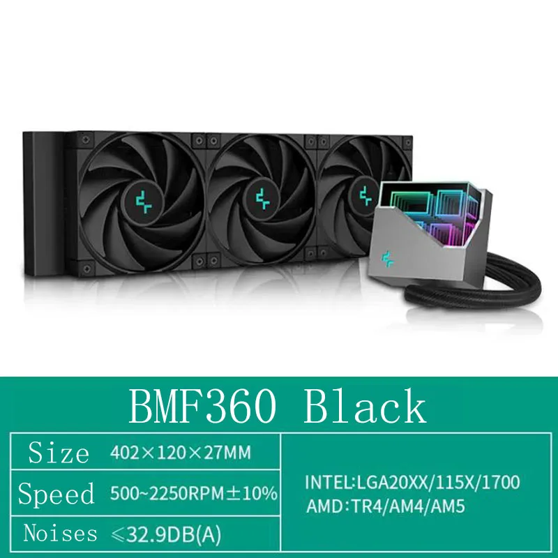 DeepCool Ice God 판타지 ARGB 올인원 액체 냉각 라디에이터, 360 콜드 배기, 멀티 플랫폼, 6  30dBA 4 핀 PWM, G360