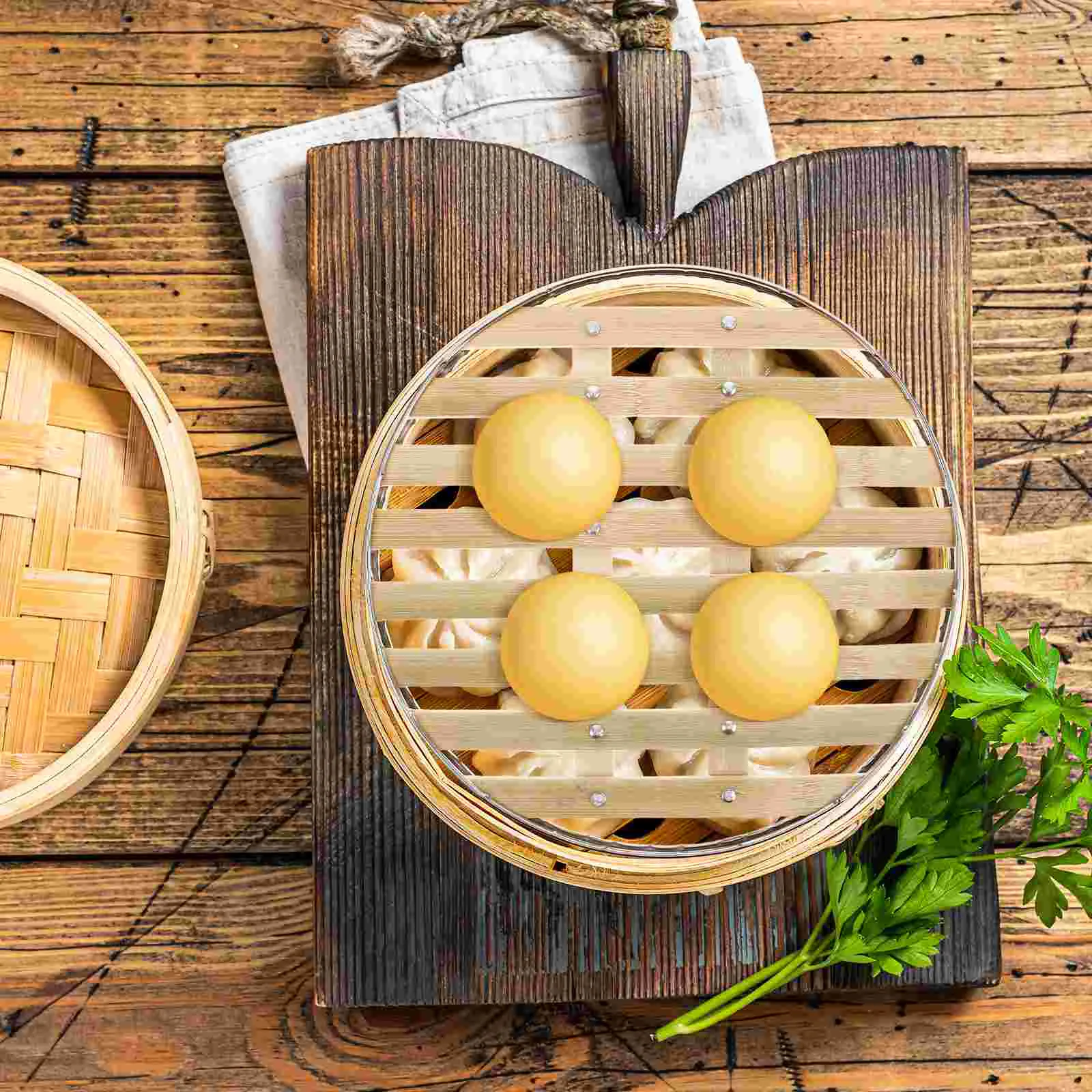 Bamboo Steamer Slices 25cm Stainless Steel Edging Reinforced Cooking Tool Vegetables Buns Dumplings Large Capacity Easy