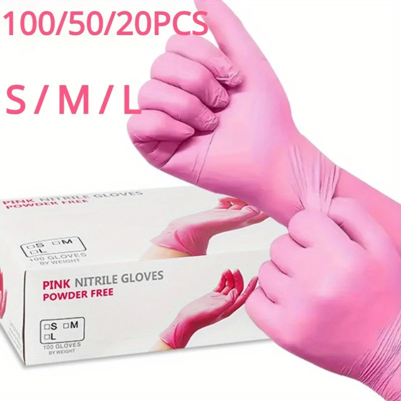Nitrile Gloves 100/50/20PCS for Cleaning Kitchen Dishwashing Hair Dyeing Beauty Tattoo Household Supplies