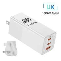 Powerful 100W GaN USB - C Fast Charger with Quick Charge Technology - UK 100W White