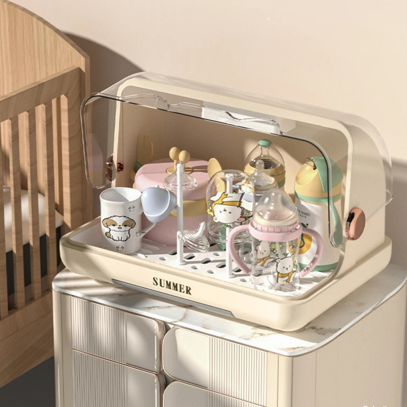 Multifunctional Baby Bottle Sterilizer with UV Disinfection, Drying Rack, Storage Case & Feeding Tool Organizer for Infant Care