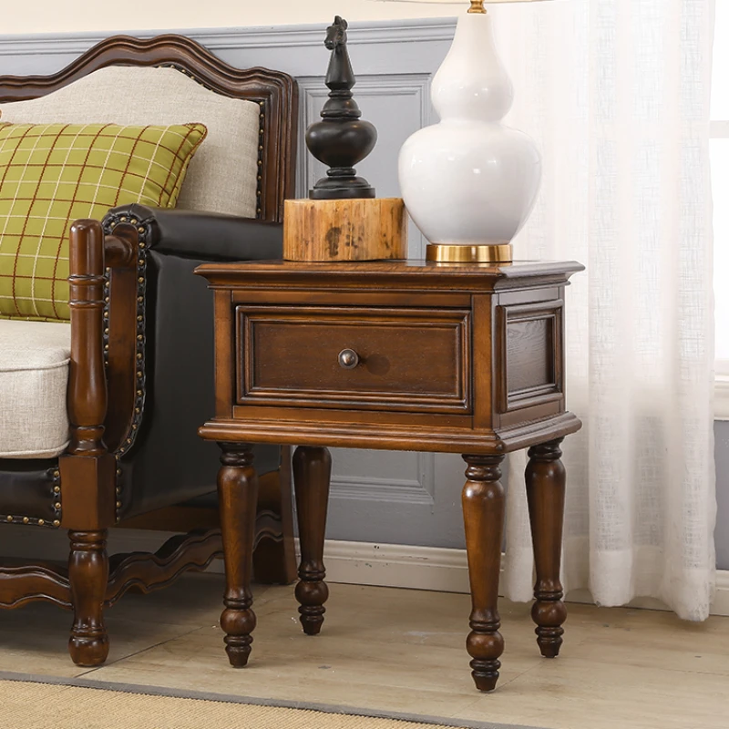 

American solid wood edge table, minimalist sofa corner table, square table, living room small coffee, square, living room