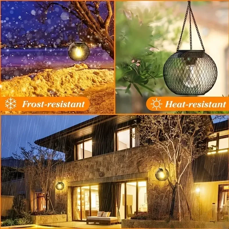 Waterproof Metal Solar Garden Lantern Outdoor Hanging Lamp