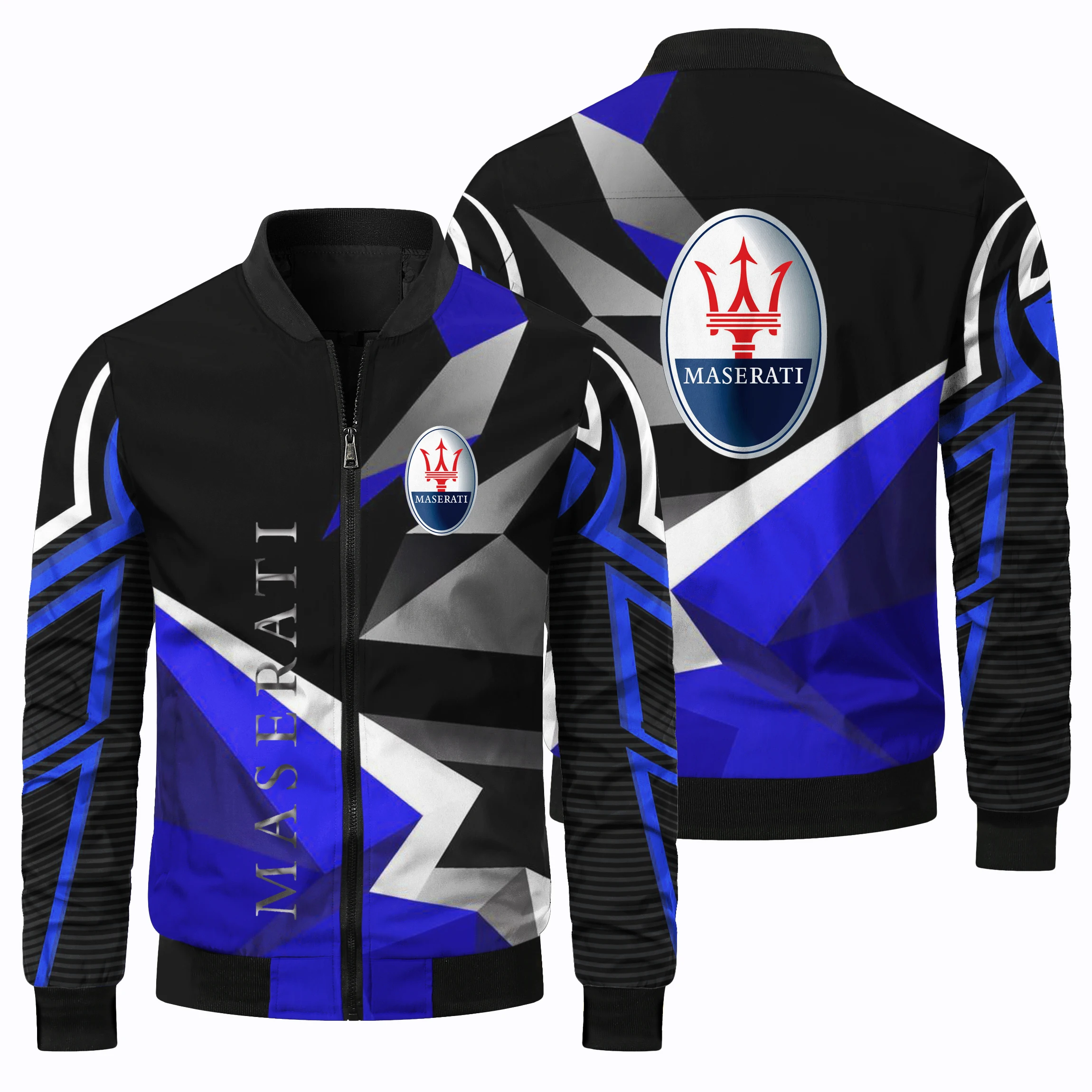 thumbnail image 2 of Chaqueta de abrigo con estampado clásico de carreras en 3D para hombre, ropa de exterior para viajes al aire libre, ciclismo, carreras, chaqueta de vuelo con cuello redondo y cremallera de moda, 2 of 5