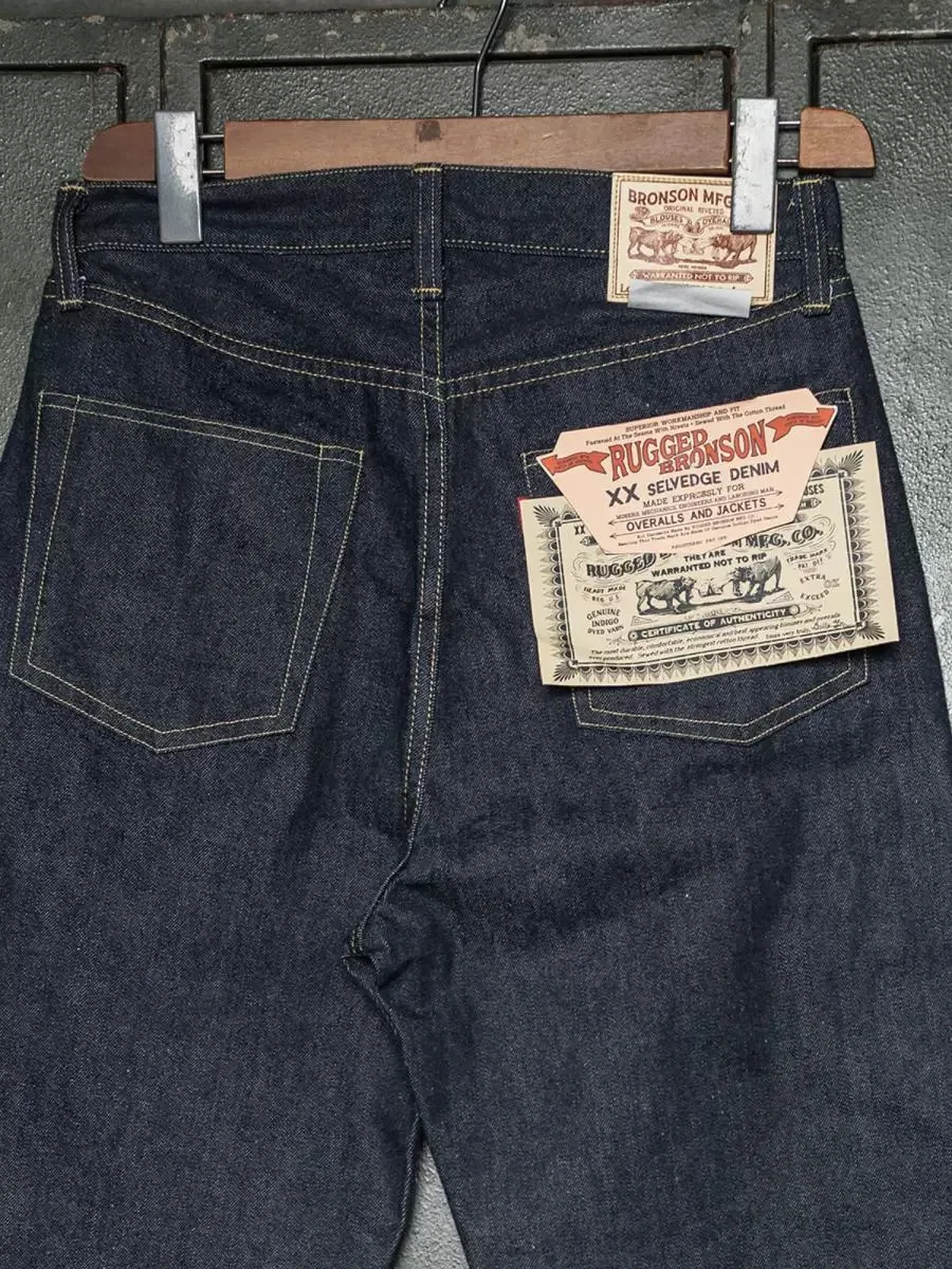 Rugged Bronson 1946 Model Raw Denim Waist Overalls 46801XX Selvedge Jeans Men 46501 6
