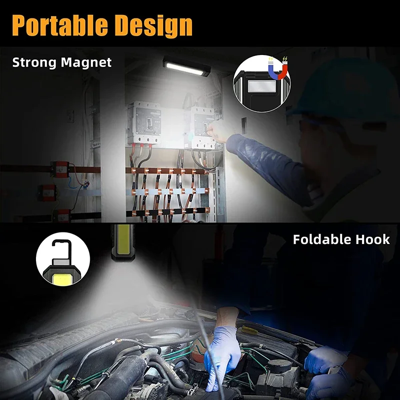 1200LM Rechargeable Work Light LED 7 Light Modes 4000mAh For Car Repairing Home
