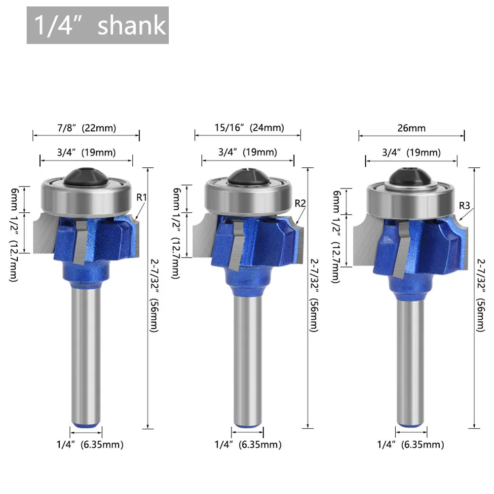 

Фреза для деревообработки с хвостовиком 1/4 '', R1, R2, R3