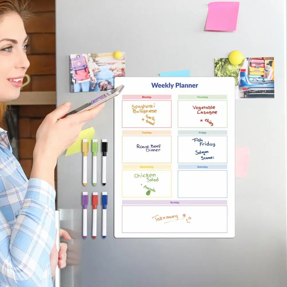 Erasable Refrigerator Planner Erasable Weekly Planner Magnetic Whiteboard Weekly Set 9pcs for Fridge with for Home