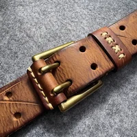 Genuine Leather Tough Guy Men's Belt Luxury Designer Strap Thick Cowhide Pure Copper Buckle Wild Classic Retro Jeans Soft Belt