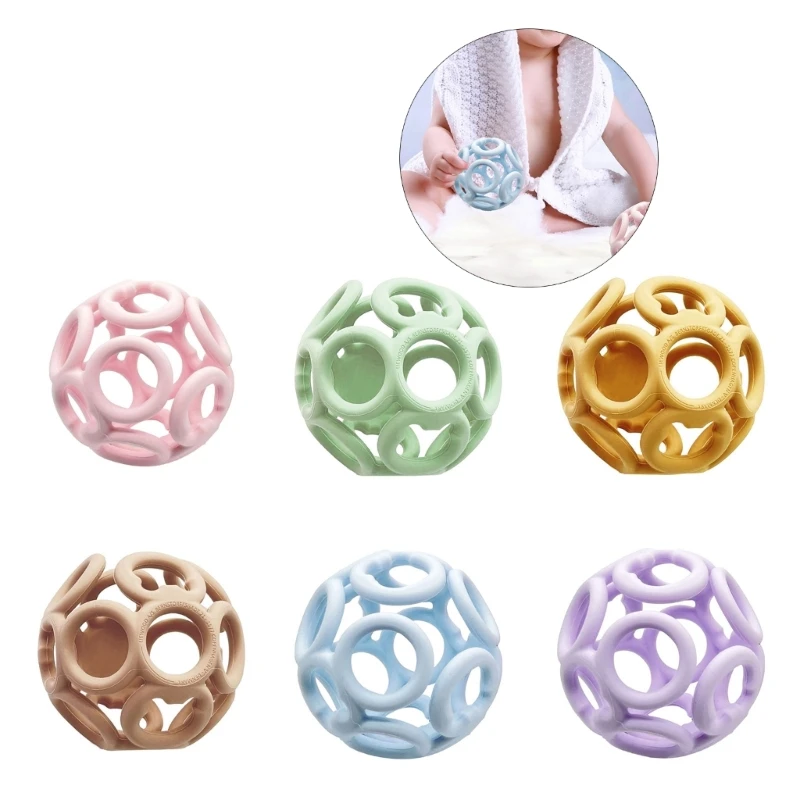 

Baby Teether Toy Hollowed Ball BPA Free Soft Silicone Teething Toy Handgrip Chewable Toy for Baby Teething Relief