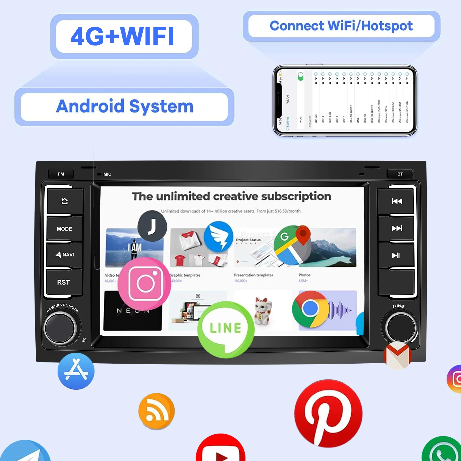 7"Android Car Radio for VW Volkswagen Touareg T5 Transporter Multimedia Player S