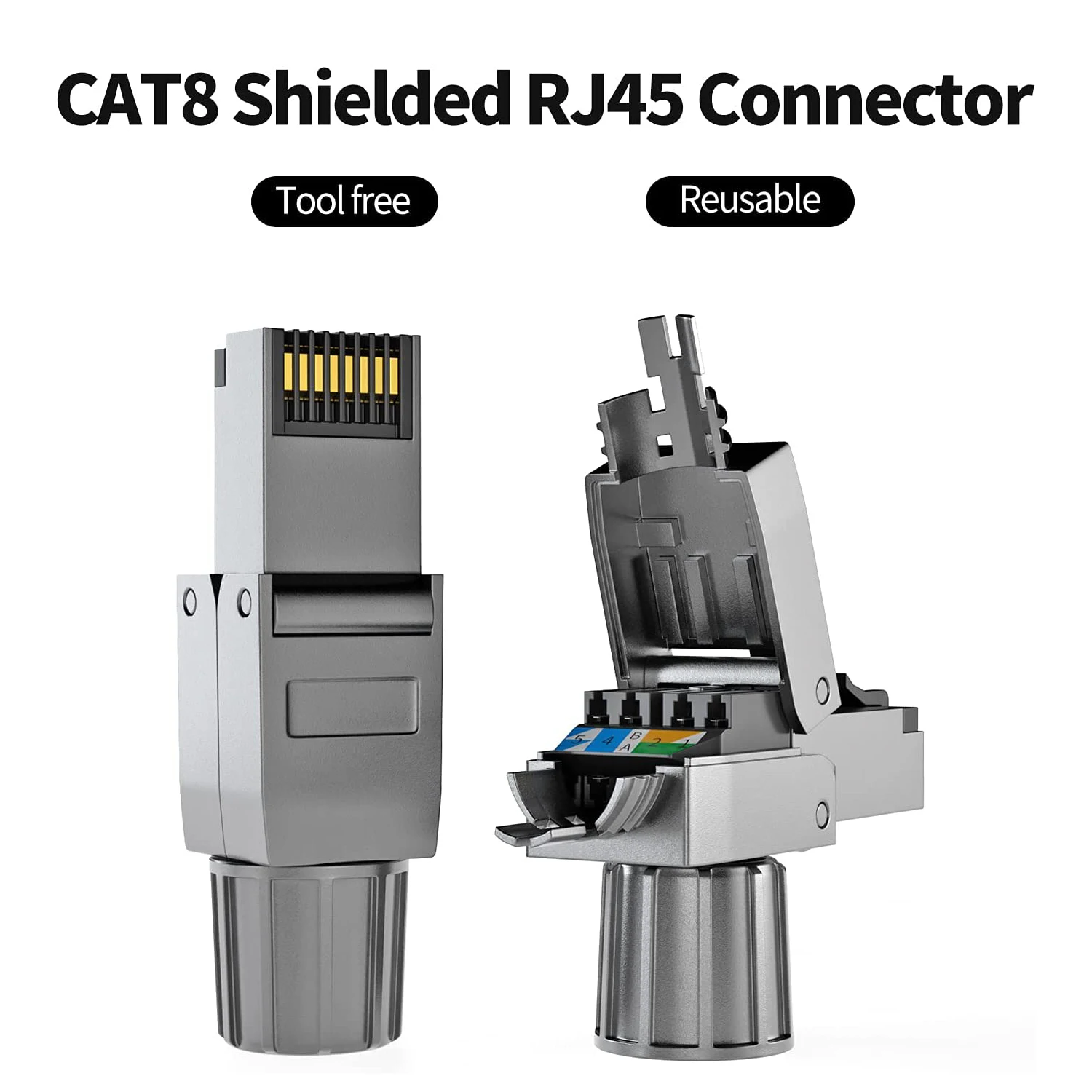 Zoerax Cat8 Cat7 Cat6a Connectoren Rj45 Gereedschapsvrije Industriële Ethernet Easy Jack Afgeschermde Rj45 Modulaire Afsluitplug-1 Stuks