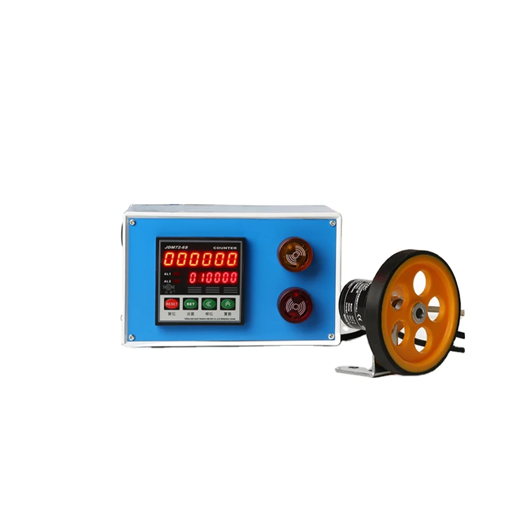 

Length Meter Counter with Encoder and control box Length controller Roller-Type Digital Length Meter with Alarm Function 110V