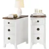 Nightstand Set of 2, 3-Drawer Narrow Side Table Slim Chair Tables for Living Room, Sofa Table with Drawers, Nightstand 1