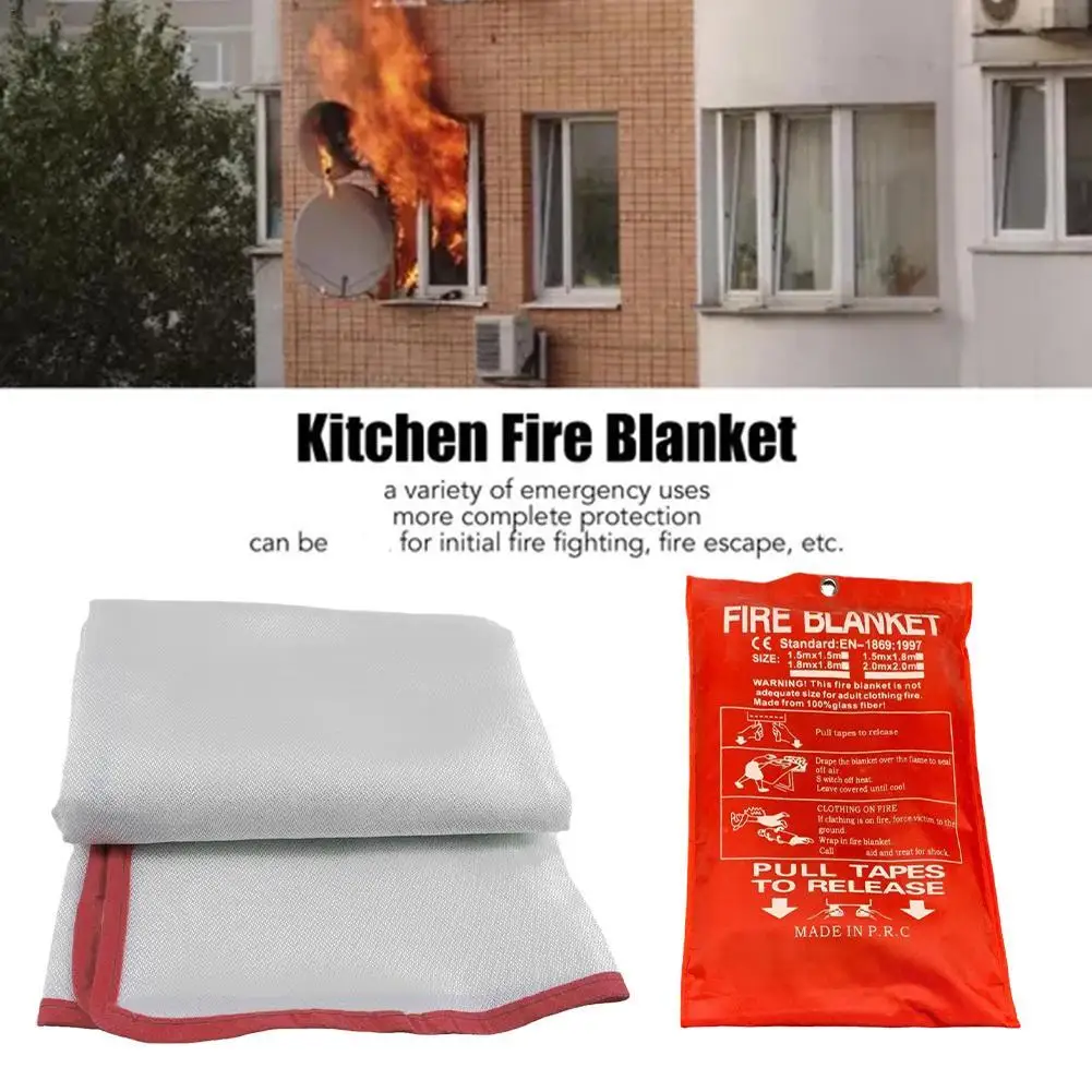Fire Blanket 1M Fire Flame Retardant Emergency Survival Shelter Escape Blanket Emergency Extinguisher