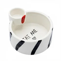 Elegant Ceramic Snack Bowl with Matching Plate - Heat - Resistant Tableware (C)
