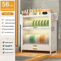 Sorty™ Dustproof Dish Drying Rack with Cabinet – Space Saving Kitchen Organizer