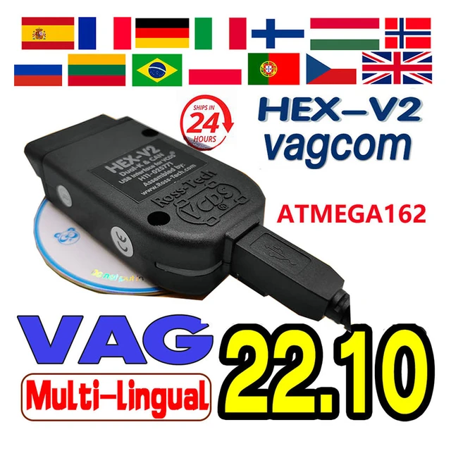 Hex V2 Vcds 22,1 multilingüe, VAG COM 22,3 Para VW, AUDI, Skoda, Seat,  VAGCOM