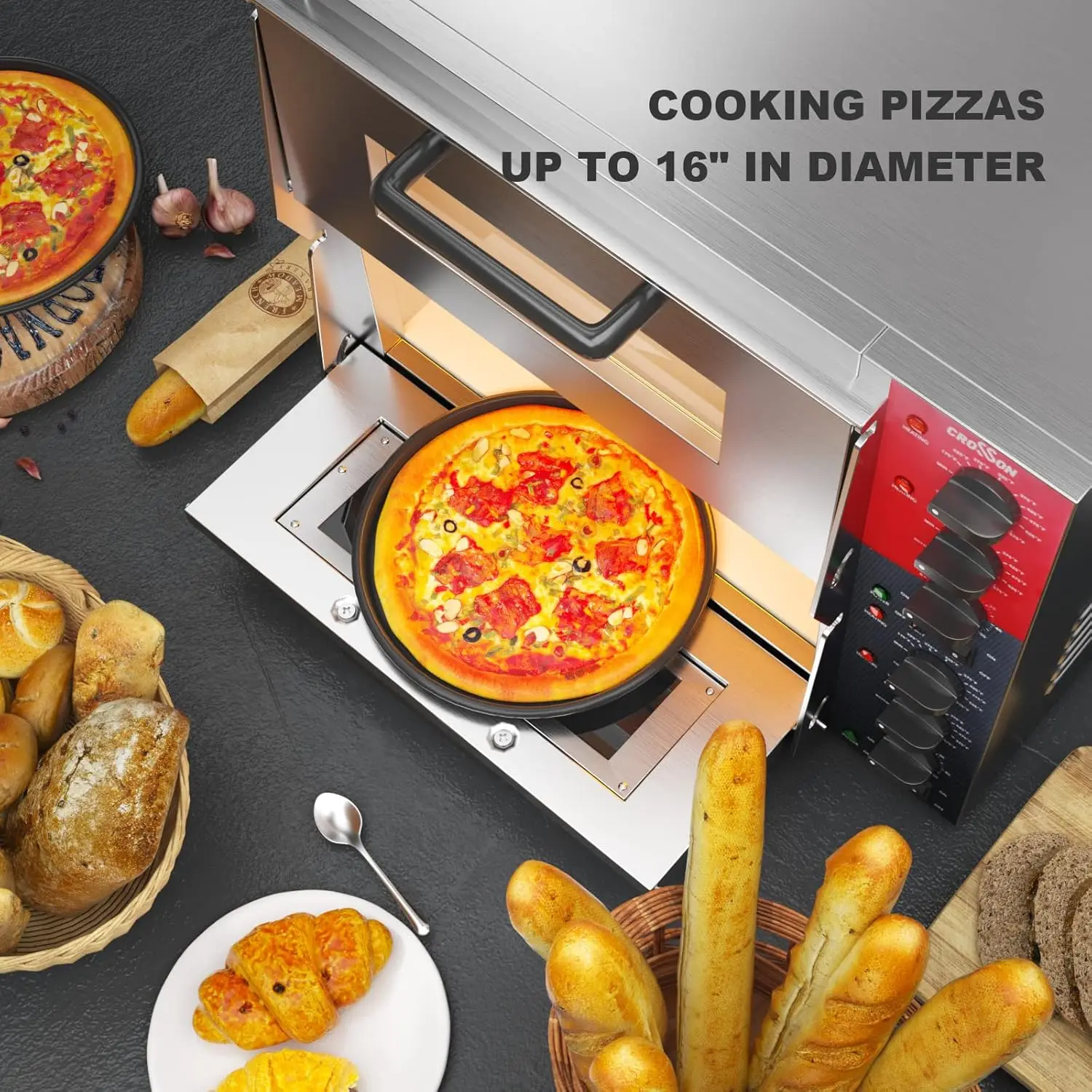listed Commercial Double Deck 16 inch  Electric Pizza Oven with pizza stone,  Indoor Pizza ove 2