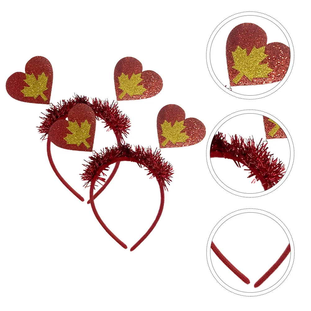 

2Pcs Decorative Maple Leaf Hairbands Lovely Hair Hoops Canada Day Headwear