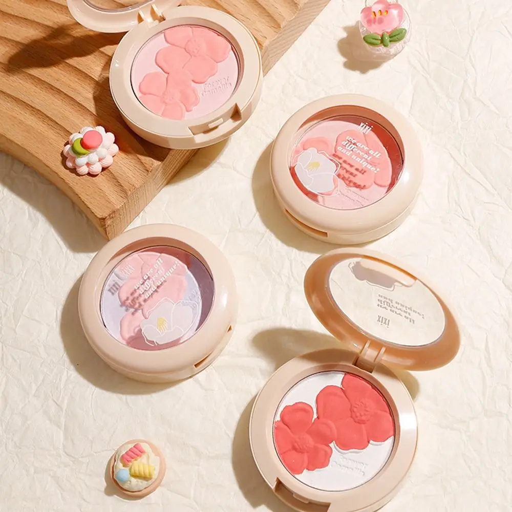 3 Colori Blush Palette Polvere Minerale Long-Lasting Natural Cheek Contour Tint Peach Pink Face Blusher Cosmetics Cheek Blush