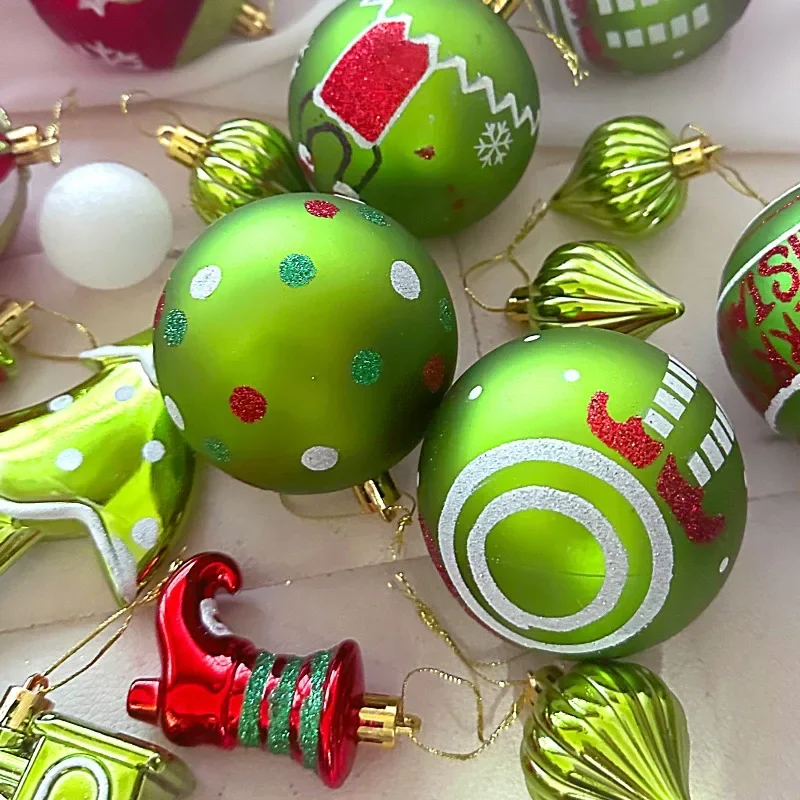 Green Elves Christmas Ball Pendant Decoration Set