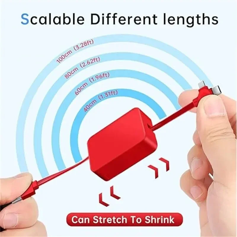 3 in 1 다기능 충전 케이블 코드 USB 호환 아이폰 안드로이드 타입 C 폰 홀더 미니 휴대용 고속 충전기 차량용