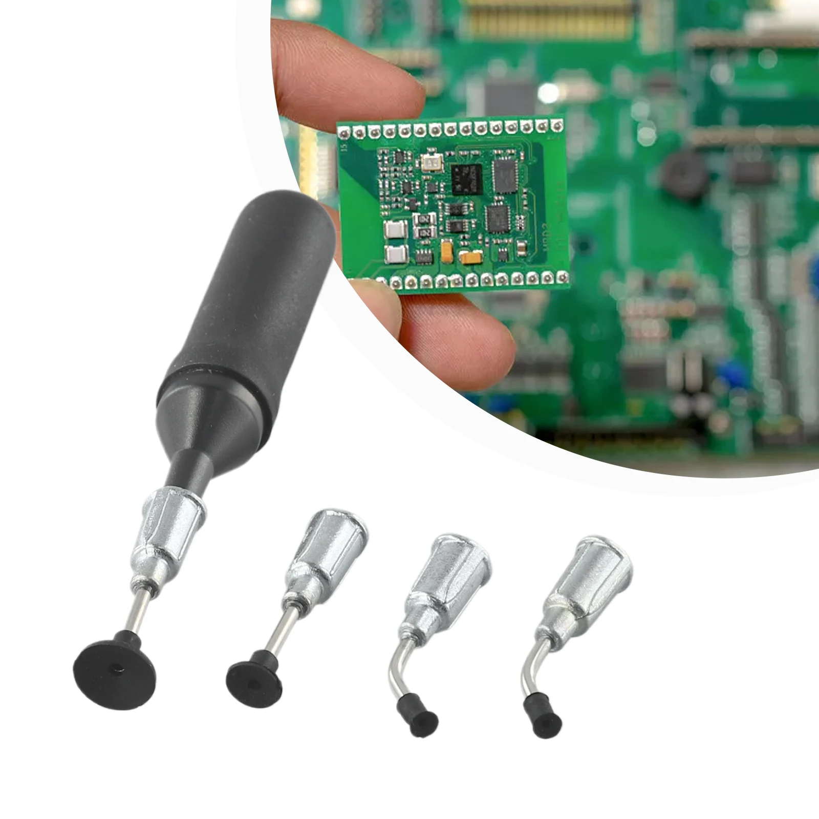 

Powerful Vacuum Suction Pen Set with 4 Suction Cups IC SMD Tweezers and Desoldering Picking Tool for Professional Results