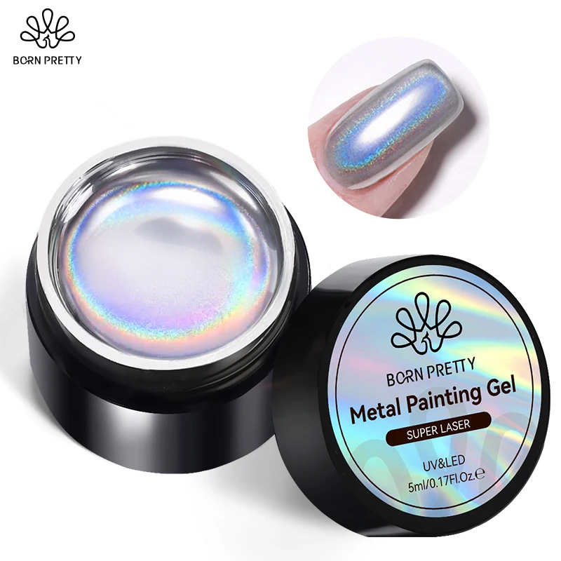BORN PRETTY Super Holographic Metallic Nail Gel Polish – Gold & Silver, 5ml