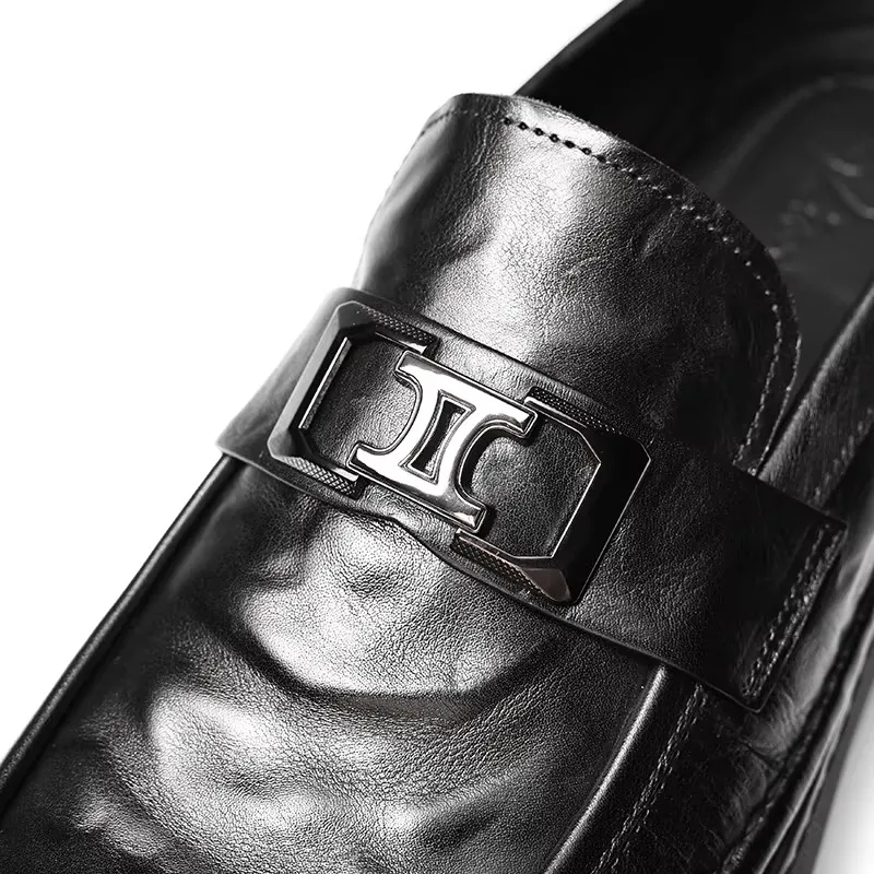 Men's shoes, leggings, soft leather, business casual, leather, work wear, round head, style, Bullock