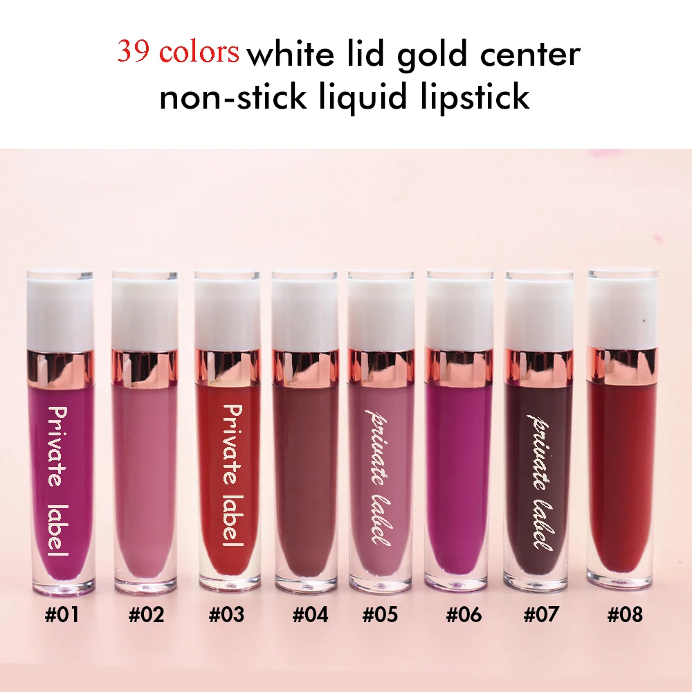 

39 Colors Matte Liquid Lipstick Wholesale No Logo Non-sticky Waterproof Cruelty-free Lipgloss Private Label Lip Makeup Bulk