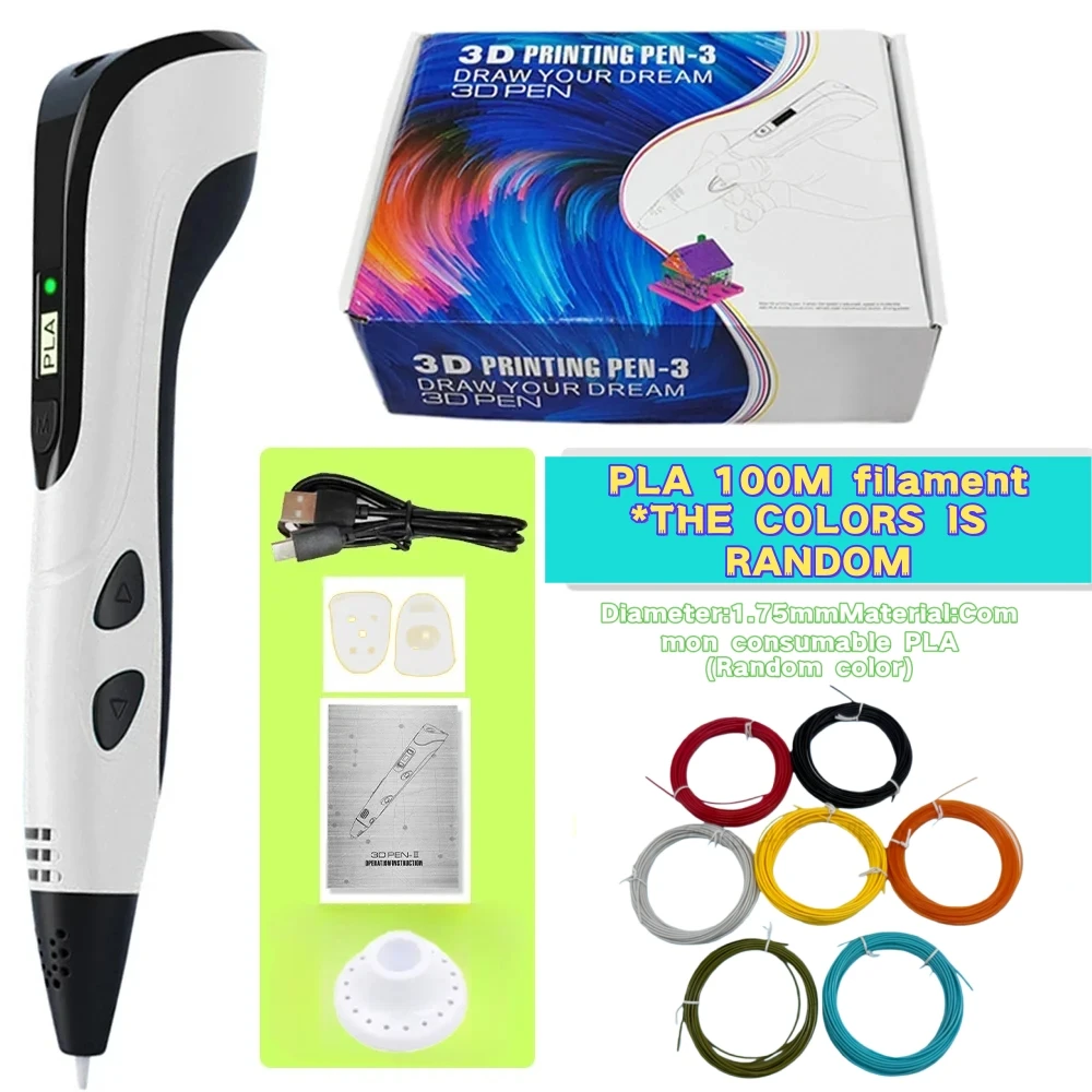 Enhanced 3D Printing Pen with LED Display and PLA Filament - Perfect Gift for Birthdays or Christmas