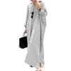 Autumn New Striped Women's Long Dress V-neck Nine-quarter Sleeves Loose Waist Bag Hip Dress Home Wear Loose Breathable Dress