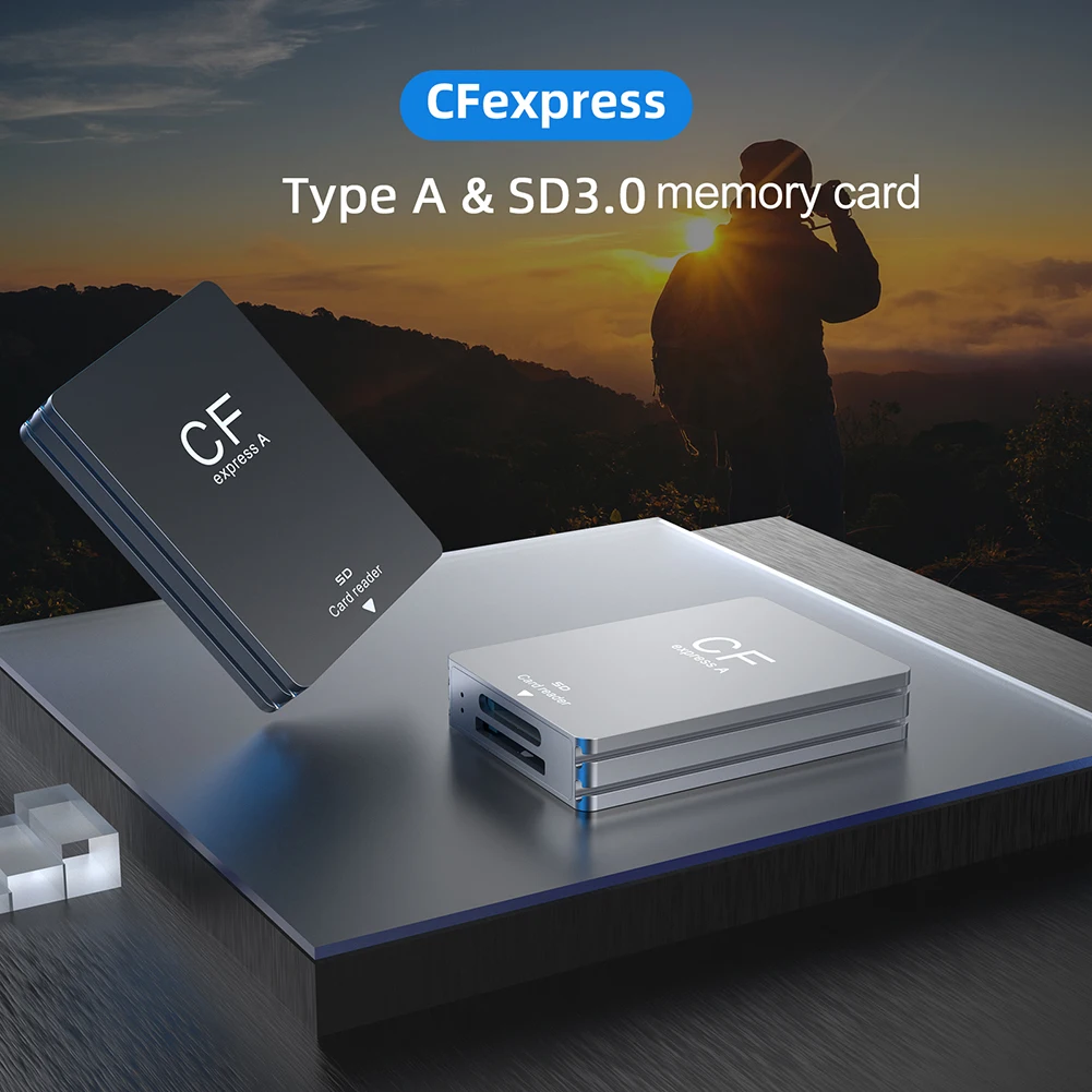 2 in 1 CFexpress 타입 A SD 카드 리더 CFexpress 리더 듀얼 슬롯 휴대용 CF 익스프레스 리더 USB C to USB C/A 케이블 포함 SLR용