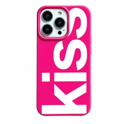 Customized English Letters Kiss Phone Case - Stylish Soft Cover - iPhone 14 Plus (Rose Red)