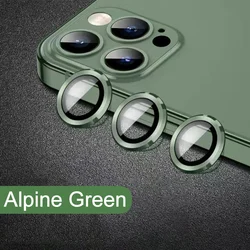 Premium Metal Ring Camera Lens Protector - Full Cover Glass Shield - 14 ProMax(3Pcs) (Alpine Green)