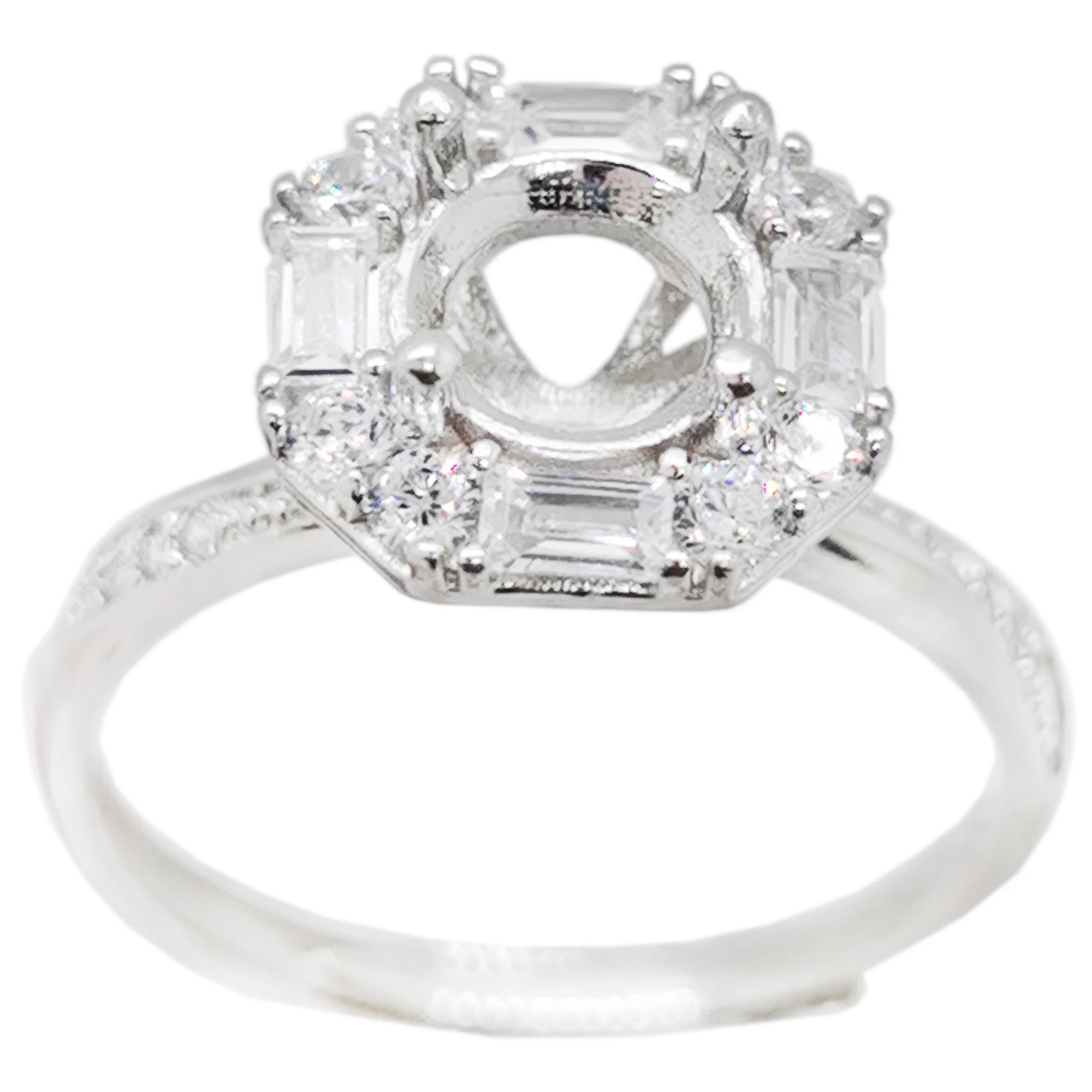 

Dazzling Silver Gemstone Ring Setting 6.5mm 1ct Moissanite 925 Silver Ring Setting 18K Gold Plating Jewelry DIY Supplier