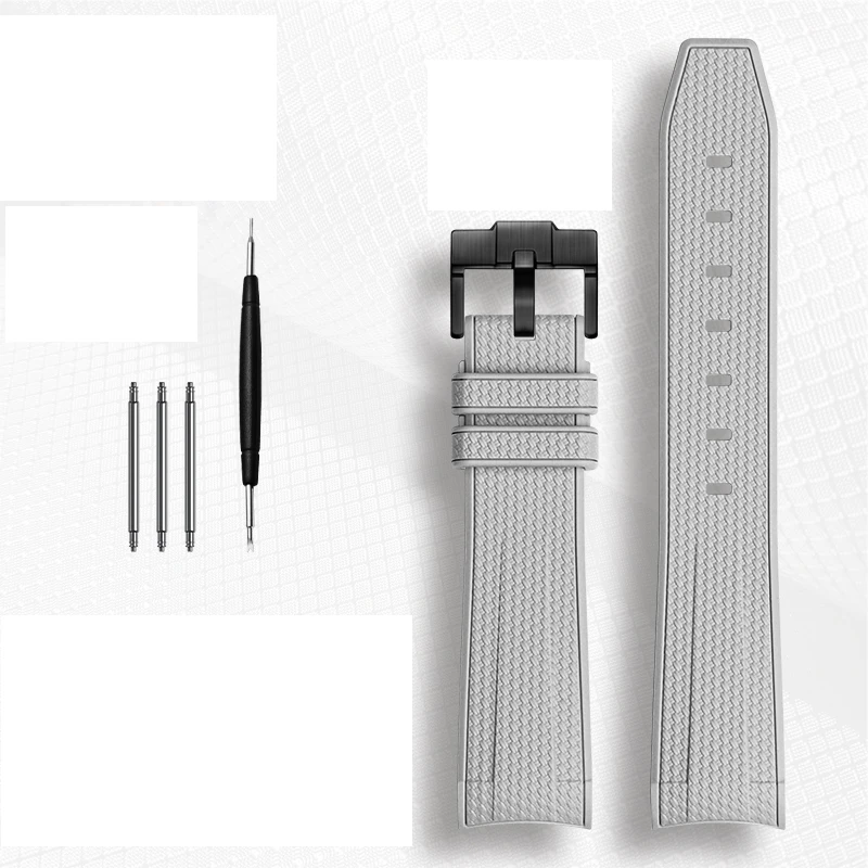 Durable Rubber Waterproof Sports Watch Strap with Curved End - 20mm