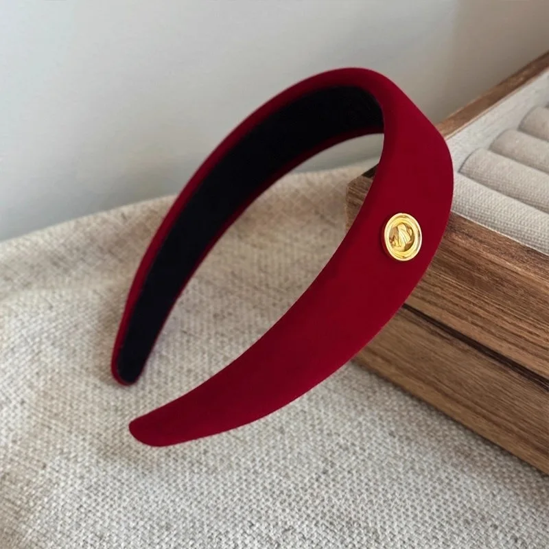 Festive Red Velvet Hairband and Scrunchie Set - Elegant Accessories