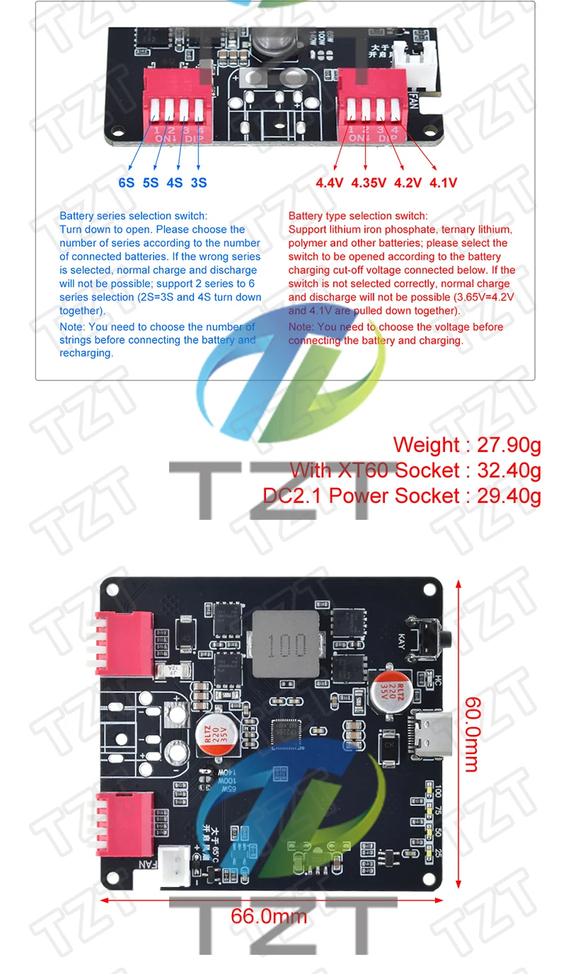 1/3PCS 140W PD3.1 Bidirektionale Schnelle Ladegerät Modul 2S 3S 4S 5S 6S Lithium-Batterie Lade Board IP2366 BMS Ladegerät Modul – Detail 3