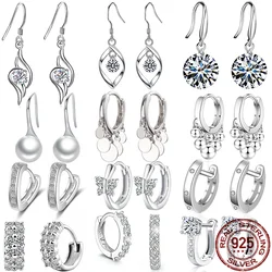 2021 Trend 925 Sterling Silver Double Row Shiny Zirconia Piercing Earrings For Women Gift Factory Wholesale Price