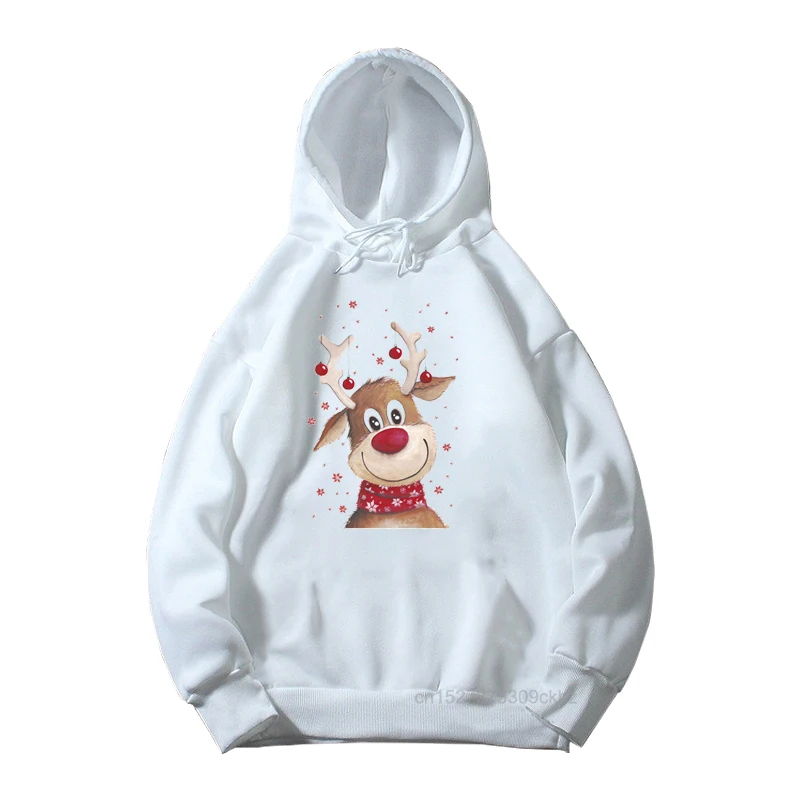 

Children’S Merry Christmas White Hoodies Boy/Girl Xmas Party Cute Sweatshirt Santa Claus And Deer Print Fashion Clothes For Kids