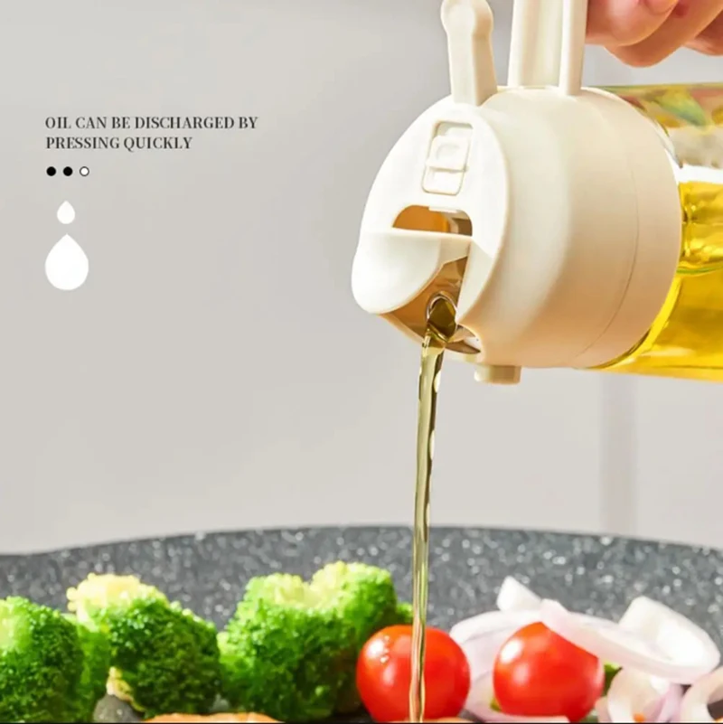 2 In 1 Glass Oil Spray Bottle with Pour Spout Nozzle Olive Dispenser for Camping BBQ Air Fryer Salad Steak Kitchen