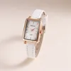 fashion rectangle dial quartz women leather watch 4