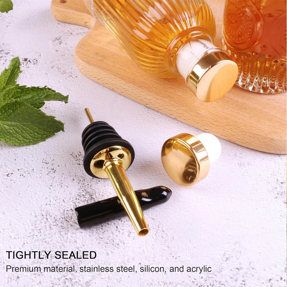 Coffee Syrup Dispenser, Glass Syrup Dispenser Simple Syrup Bottles 4 Pack 7oz with Metal Pour Spouts, Stopper Corks, Tea Spoons 6