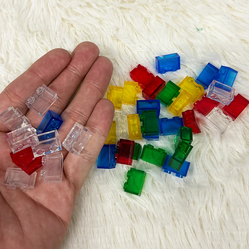 Clear Transparent 1x2 Granular Bricks - 40 Pcs/Bag Colorful Building Blocks Bulk Accessories