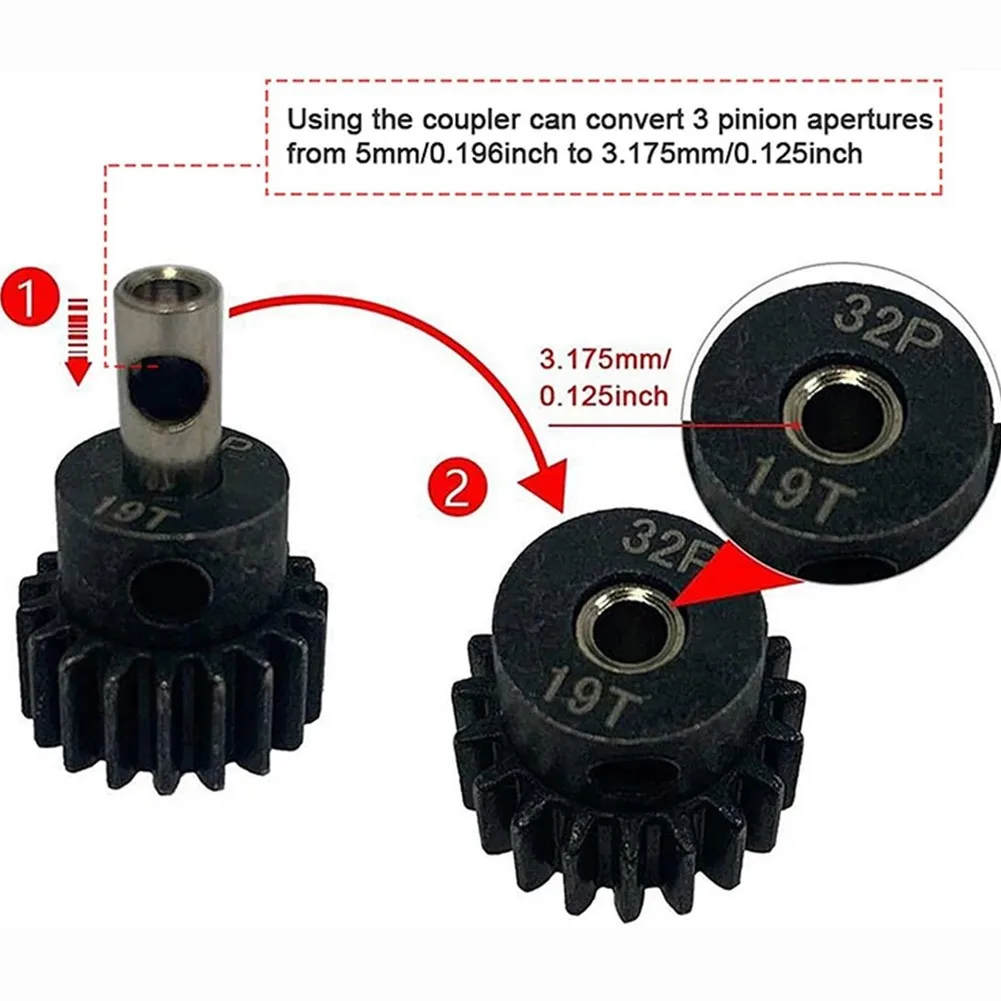 3.175Mm Tot 5Mm Pinion Reducer Mouw Adapter Shaft Motor As Change-Over Voor Rc Motor 3650 550 540 Tandwielen